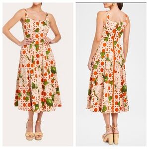 Mestiza NY Yvette Floral Cotton Reversible Midi Dress in Sun-kissed Ivory Size 2